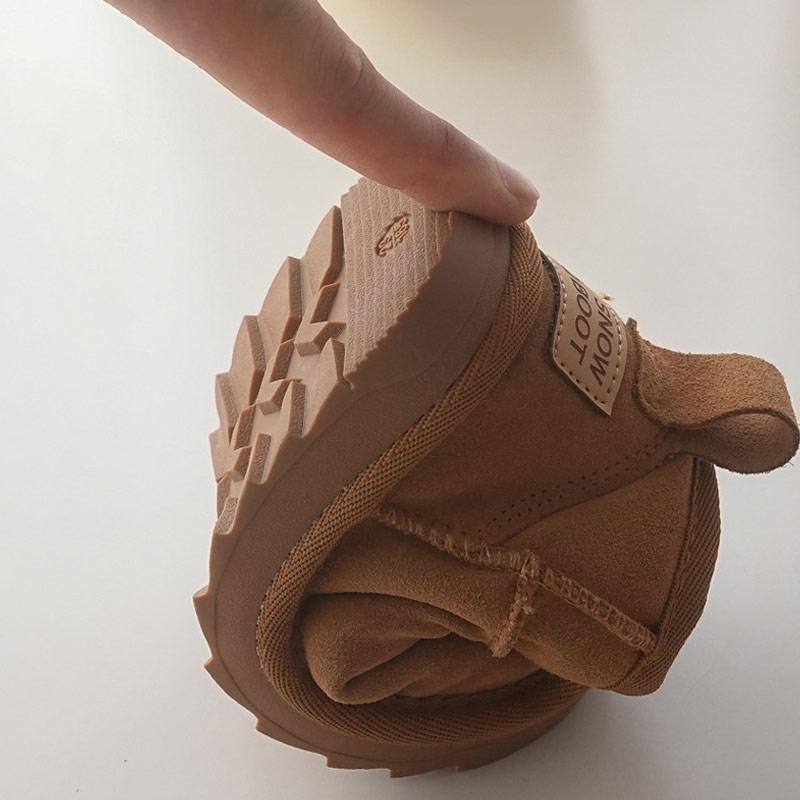 Children Boots Girl's  Chic Geniune Leather Princess Short Boots Boy's Warm Plush Winter Snow Boots Size 21-40
