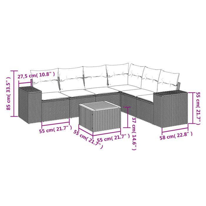 VidaXL Garden Lounge Set with Cushions 7 Pcs, Sofas and Patio Table, Outdoor Furniture Set Patio, Beige 3257794
