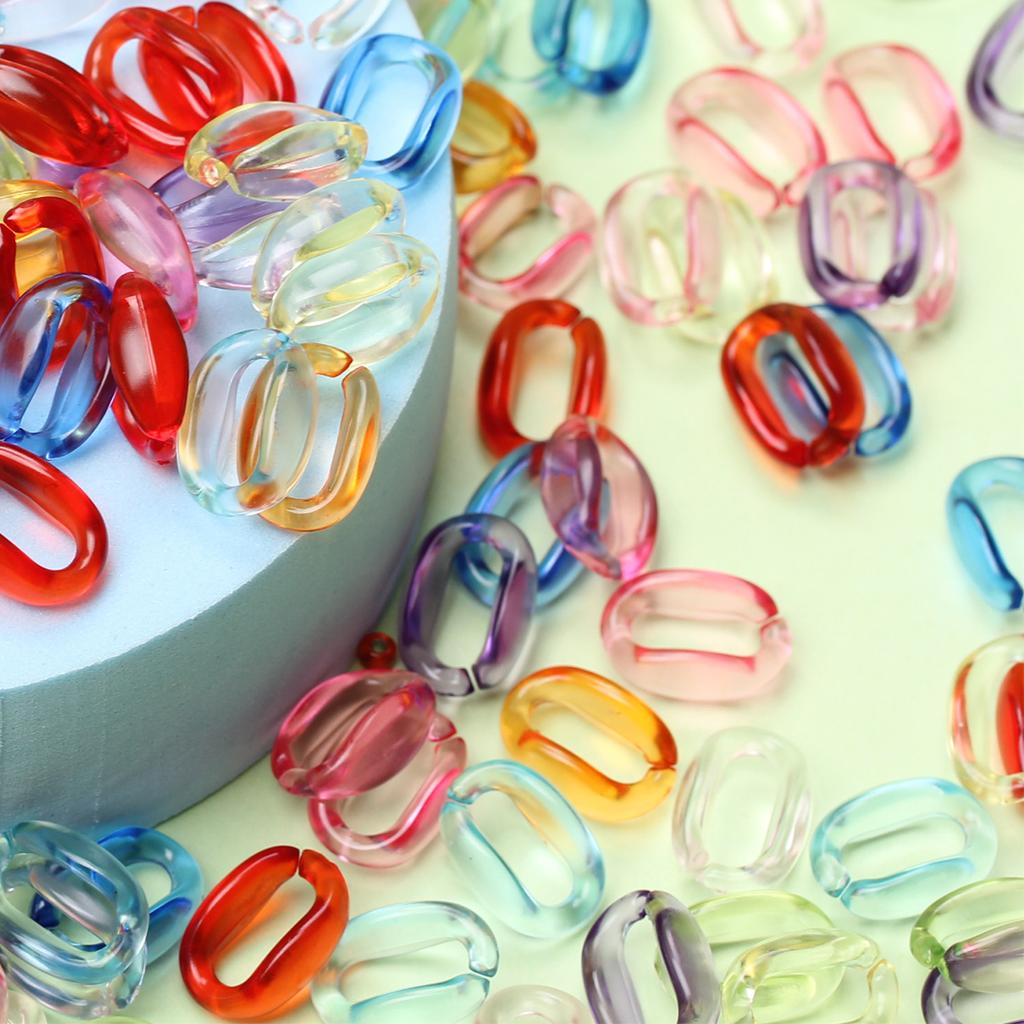 Clear Jewelry Making O Shape Chain Beads Solid Color 300Pcs 11*16mm DIY For Fashion  Beads