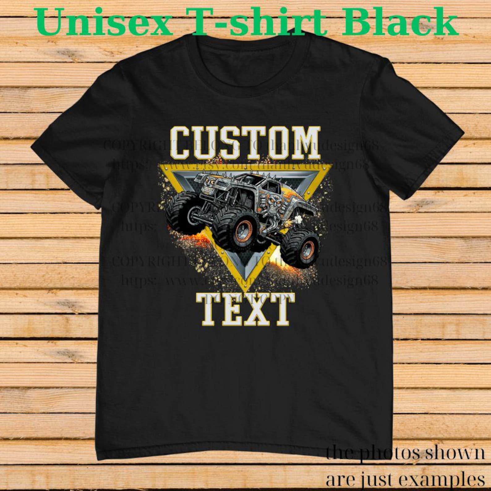 Retro Monster Truck Shirt – Custom Text Tee, Personalized Monster Jam Birthday Gift for Kids & Adults, Customizable Truck Design #14 100