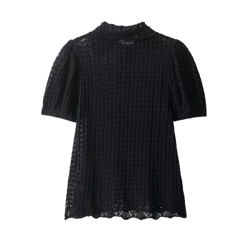Autumn New Arrival Fashion Wind Foreign Trade Women's Clothing Fashion Simple Knitting Polo Shirt Collar Top 6236105