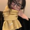 New Style Wool Solid Color Knitted Scarf for Women Winter Korean Style High End Warm and Cold Protection Neck Scarf