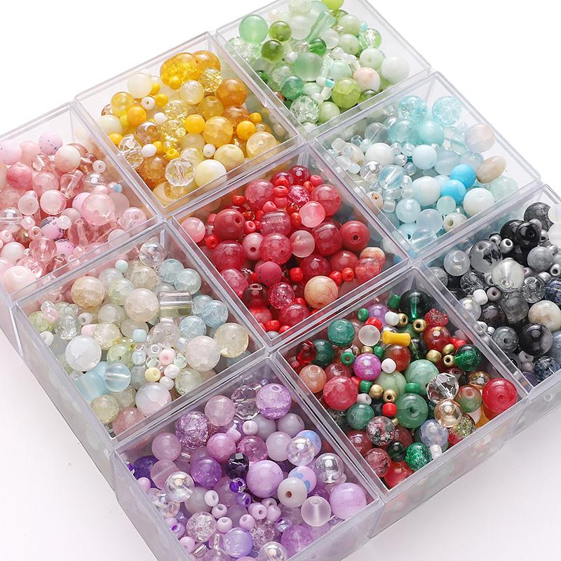 3-12mm 30g/bag Mixed Style Glass Beads DIY Bracelet Necklace Earrings Jewelry Accessories