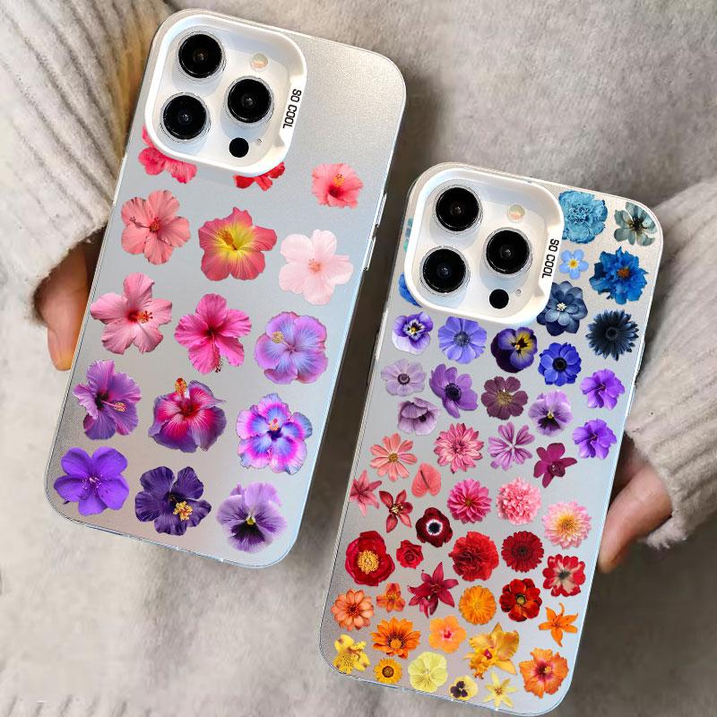 Colorful Petals Flower Laser Phone Case for iPhone 14 15 16 Pro Max Plus 17 Pro Max 12 13 Mini 11 Pro Max Shockproof Back Covers