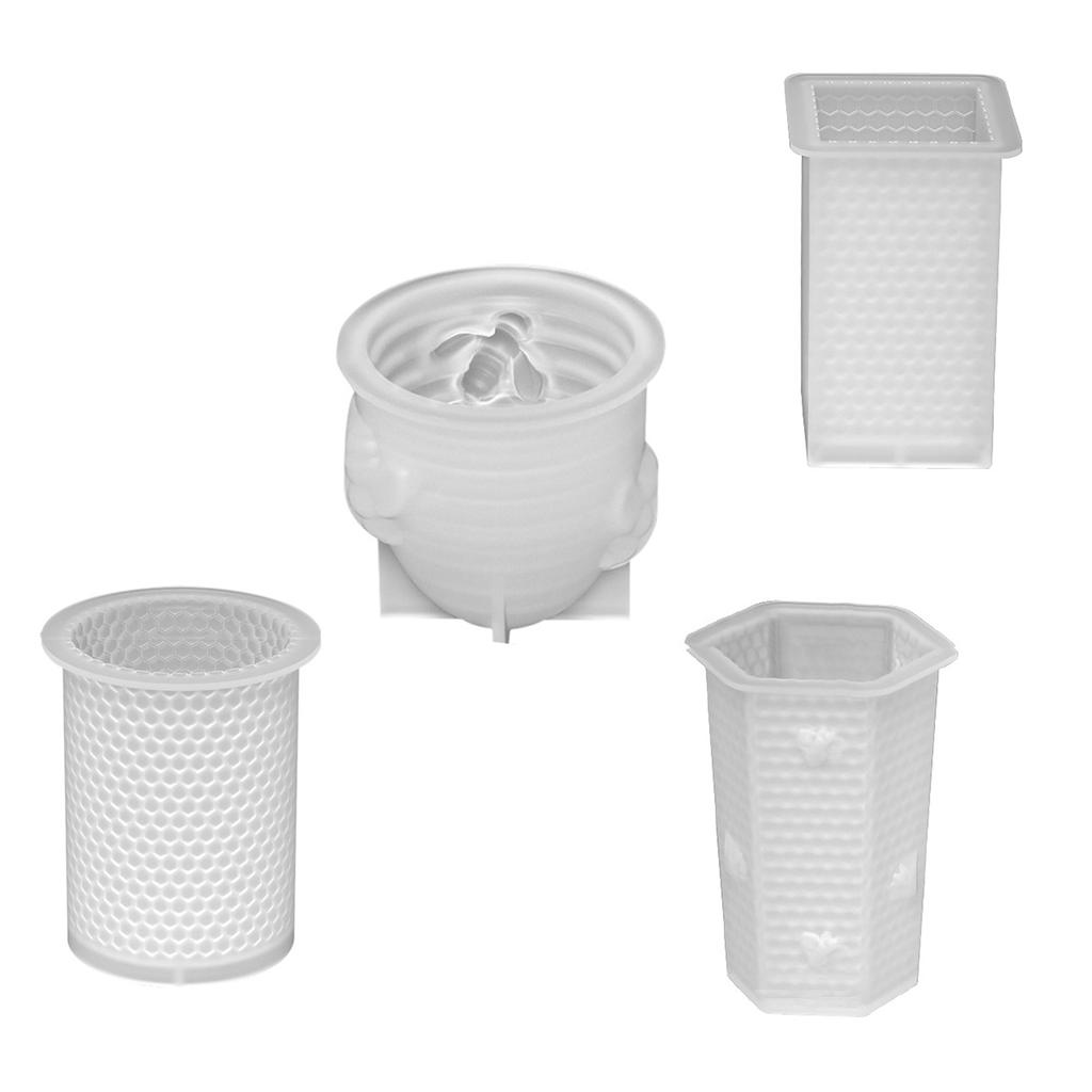 Geometric Honeycomb Candle Silicone Mold Square Beehives Soap Resin Plaster Mold Cylinder Cake Chocolate Making Decor