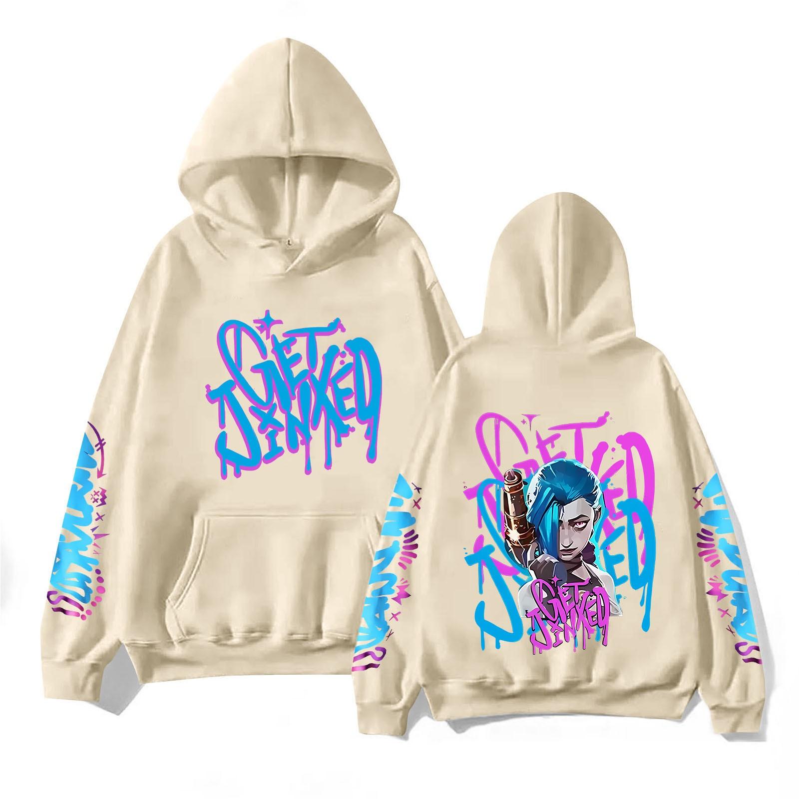 

Женская мода O-образный вырез с длинным рукавом и принтом, толстовка с капюшоном L бежевый