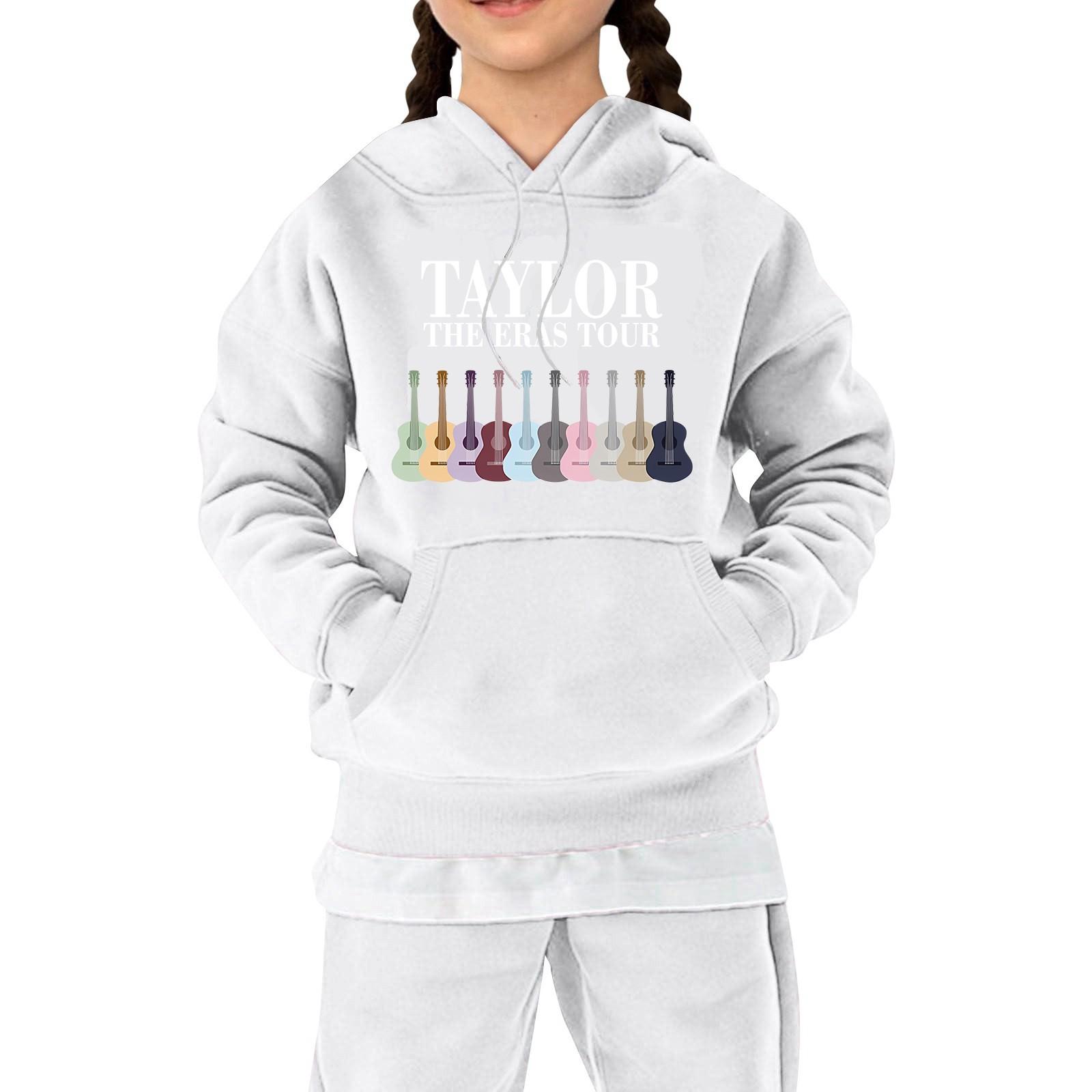 

Kids Cozy Red Hoodie with Colorful Guitar Print, Soft Fleece Pullover Sweatshirt for Boys and Girls, Ages 4-12 160 білий