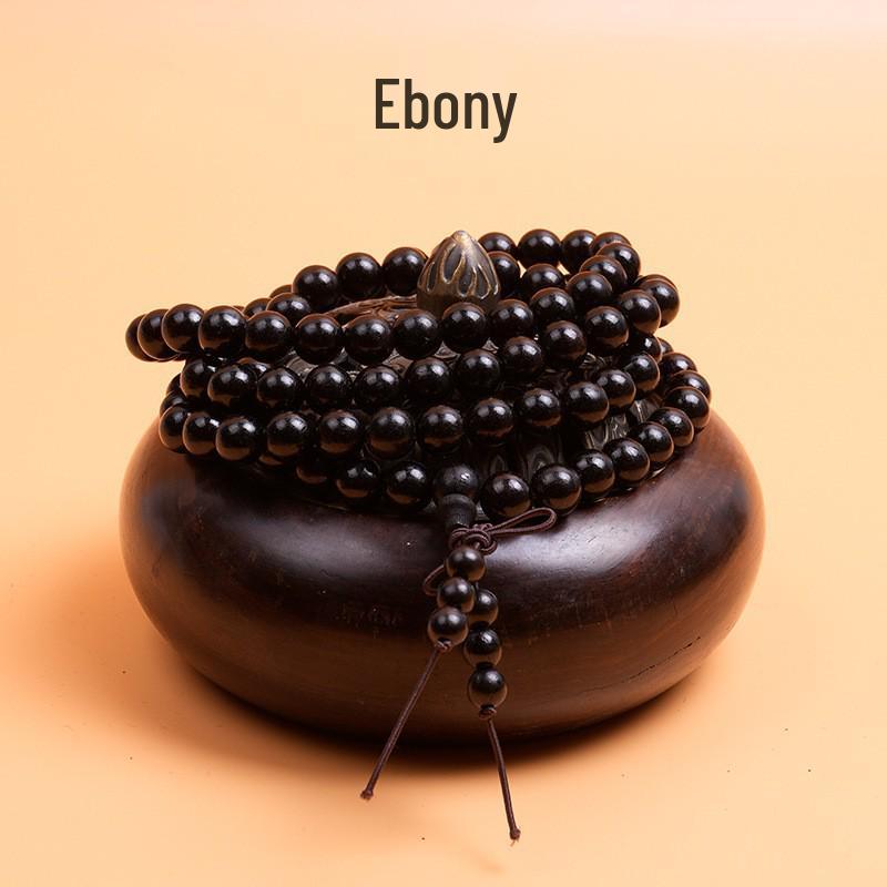 Golden Sandalwood Buddhist Prayer Bracelet: 108 Green Sandalwood Beads