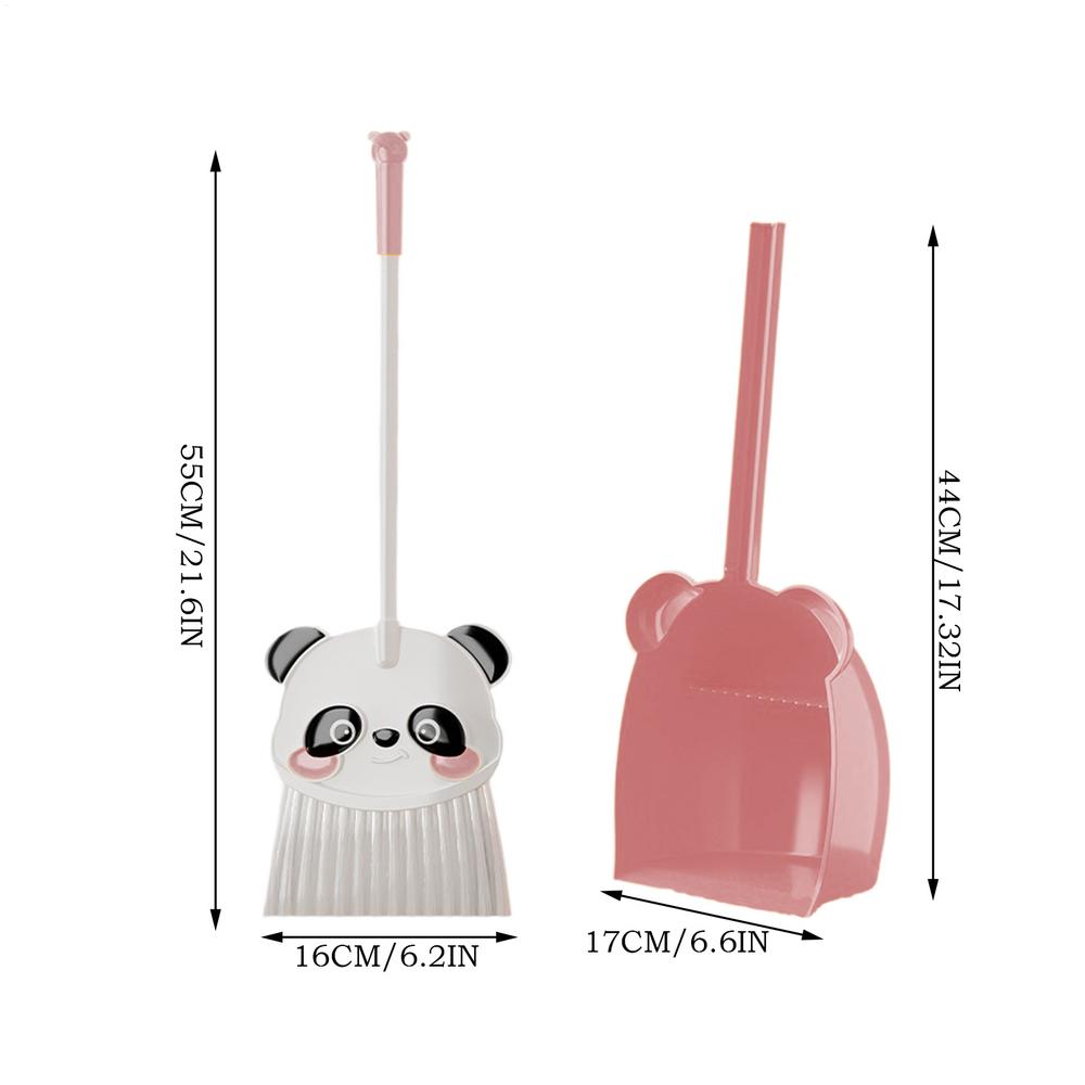 Small Broom Dustpan Set Cute Panda Toddler Broom and Dustpan Combo Housekeeping Helper Combo Pretend Play Cleaning supplies