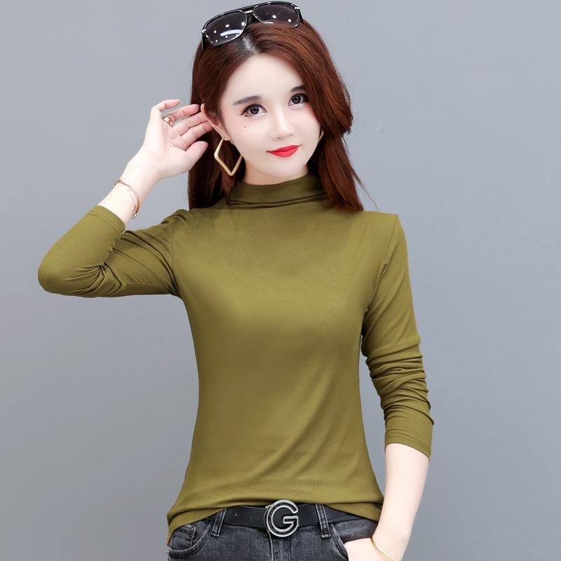 

Женская футболка с длинным рукавом из модала: Свободный крой, утягивающий, полуводолазка, эластичный, большой размер, идеально подходит для весны и осени. 4XL (138-148 lbs)