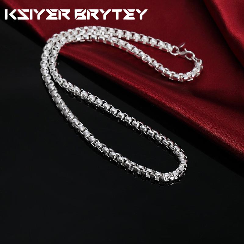 

925 серебро 4 мм круглая коробка ожерелья классические украшения 18-24 дюйма для мужчин женская цепочка свадебная вечеринка рождественские подарки
