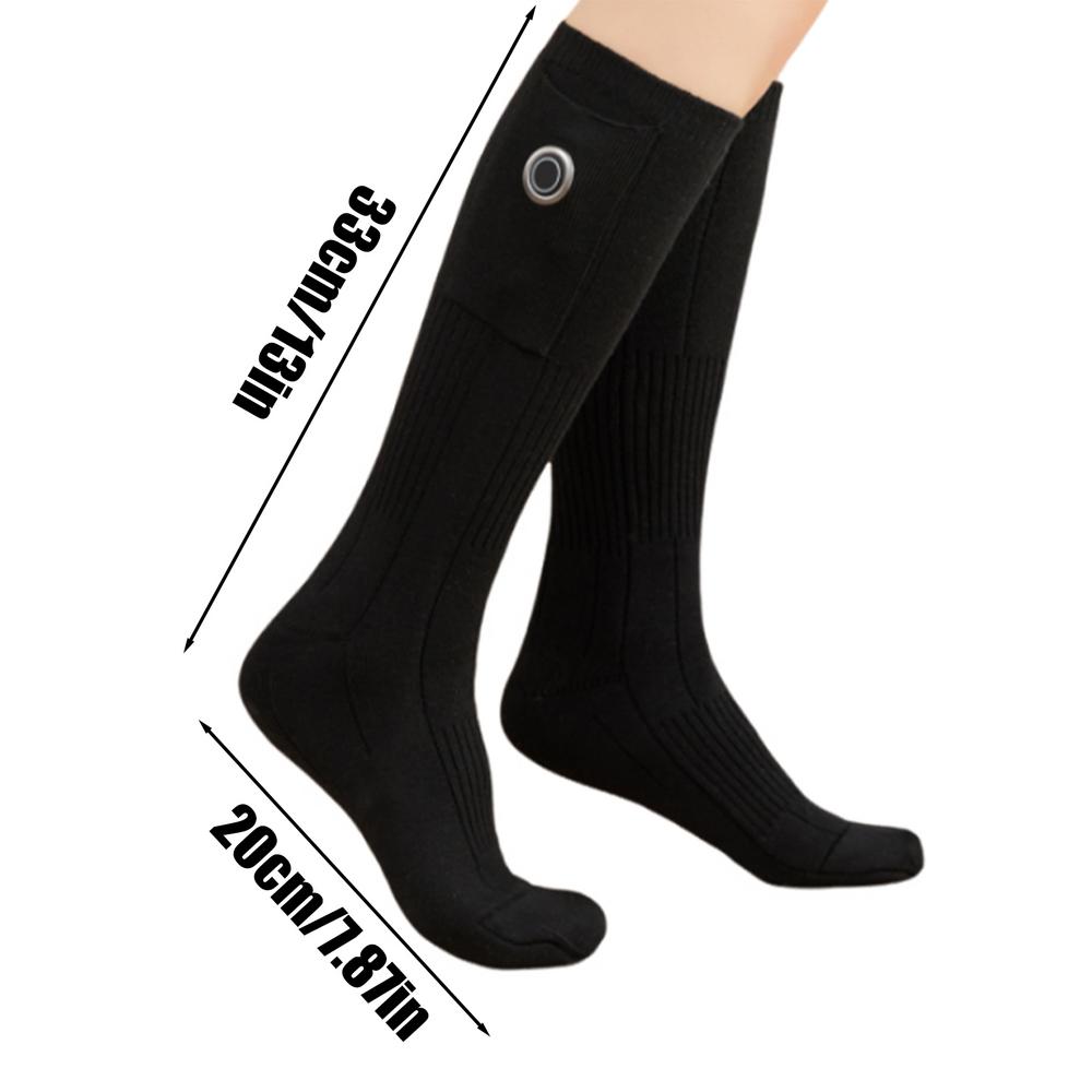 

Носки с подогревом Мягкие хлопковые носки с подогревом для лыж 3 температурных режима Стираемые Зимние грелки для ног для улицы, работы, рыбалки, охоты чёрный