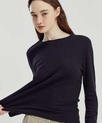 BETWEEN A AND B Eeeaa Tencel Epure Long Sleeve Tee [Black]