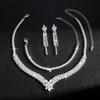 Elegant Bridal Jewelry Set with Rhinestone V-Necklace, Earrings, and Bracelet
