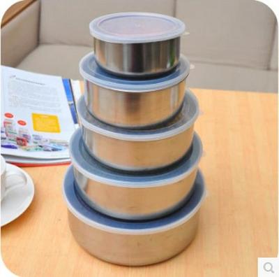 Magnetisches Edelstahl-Lebensmittelaufbewahrungsbehälter-Set: 5 Kühlschrank-spezifische Dichtschalen mit Deckel für Bento-Mittagessen und den Haushalt