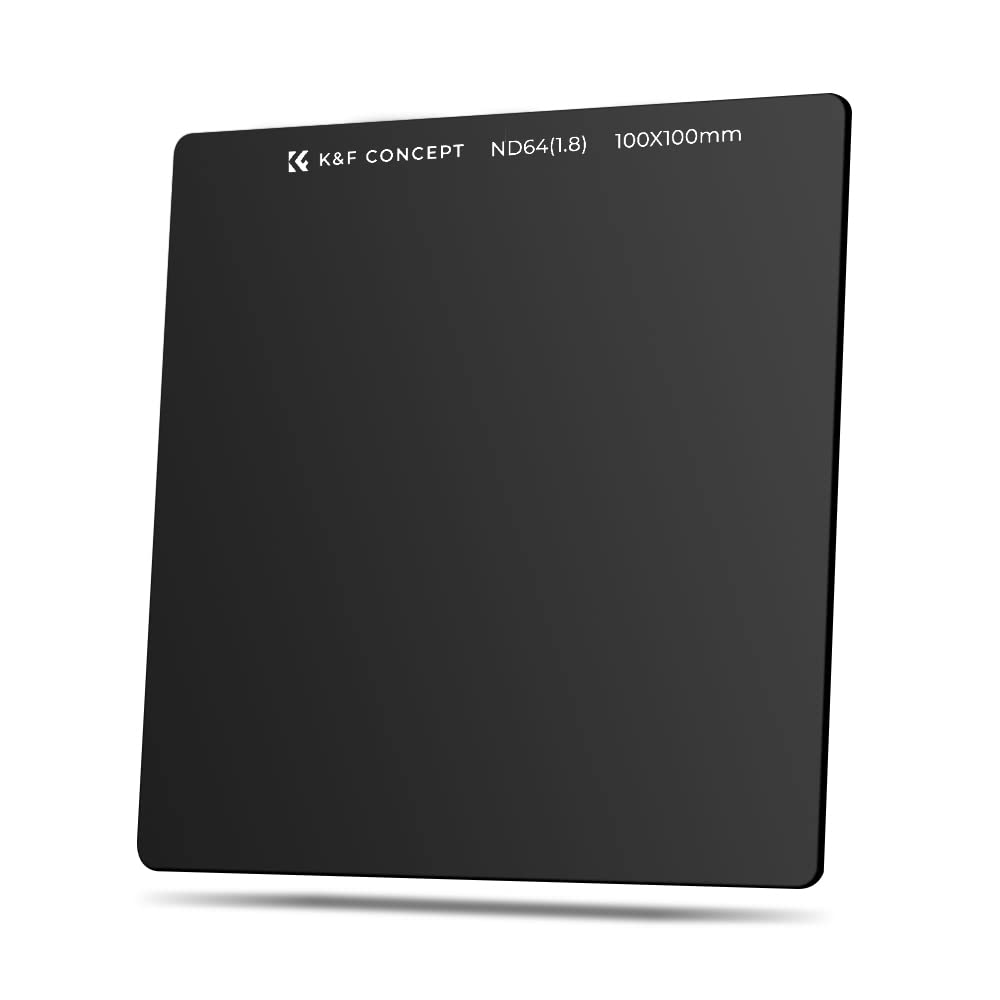 CONCEPT ND64 ND Light Tempered Optical K&F Filter, Square, Filter, Reduction, Glass, 100x100x2mm, Water-Repellent, Smudge-Resistant, Scratch-Resistant