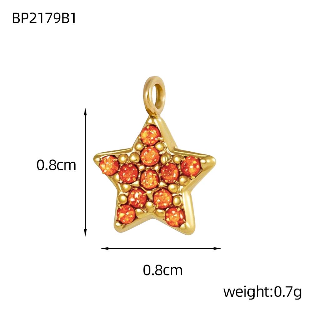 CARLIDANA DIY Handmade Moon Stars Colorful Zircon Accessories Charm Stainless Steel Gold Plated Pendant Fashion Jewelry Necklace