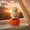 Festival Atmosphere Room Decor Fall Pumpkin Owl Figurine, Resin on Statue with Cute Halloween Desk Accessories Sunflower for Autumn Thanksgiving
