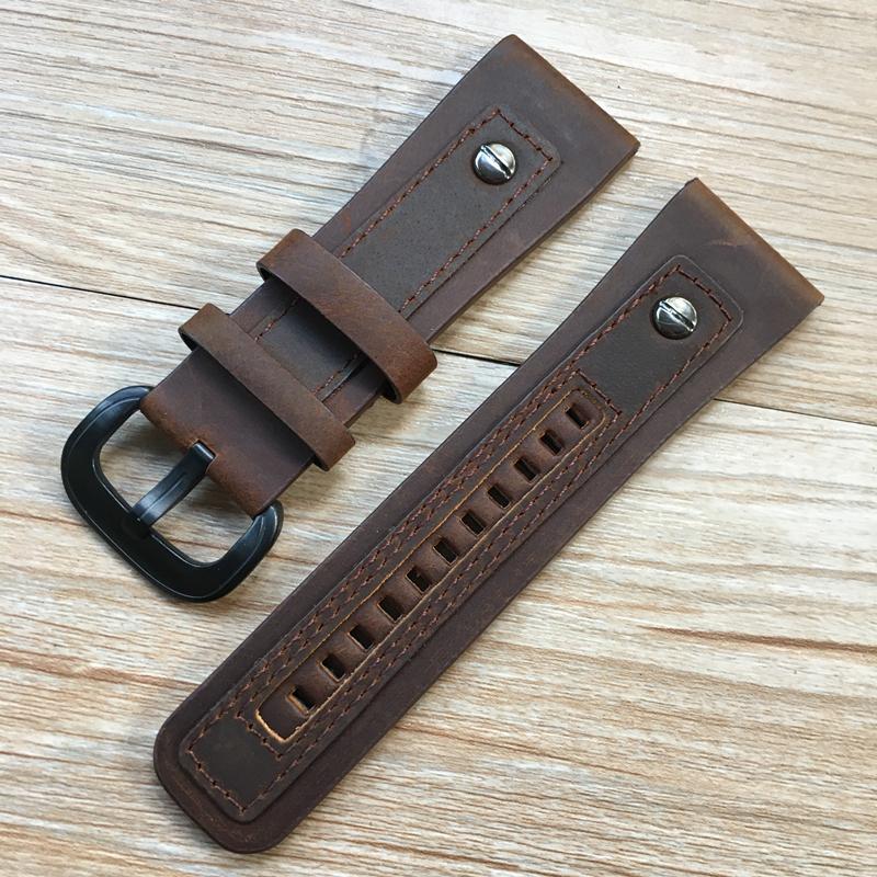 Handmade Personality 28mm Black Brown Calf Genuine Leather Wrist Watch Band For Seven Friday Strap Belt Bracelet With Rivet