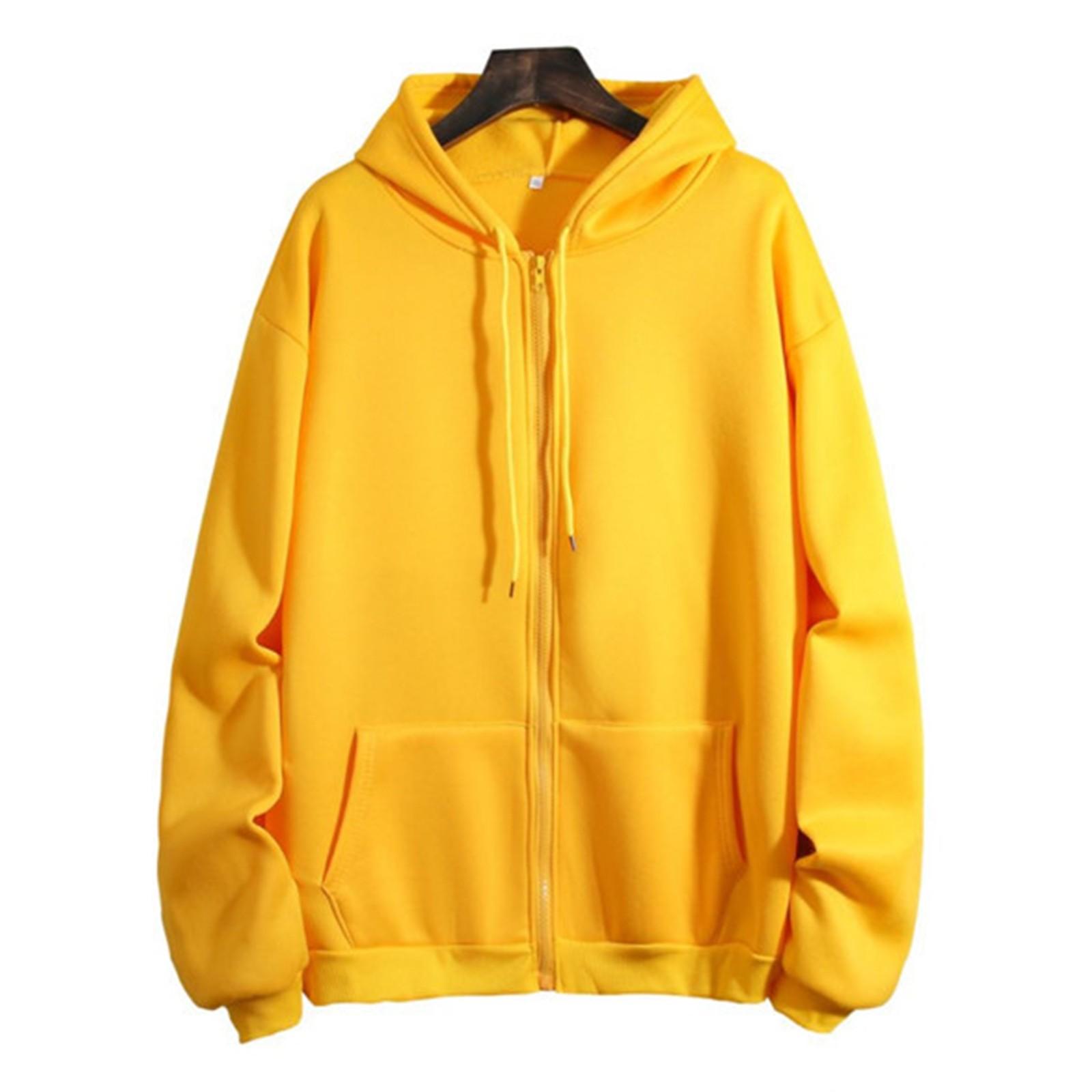 

Женская повседневная и модная однотонная теплая рубашка с длинными рукавами и капюшоном, свободная и удобная толстовка XL жёлтый
