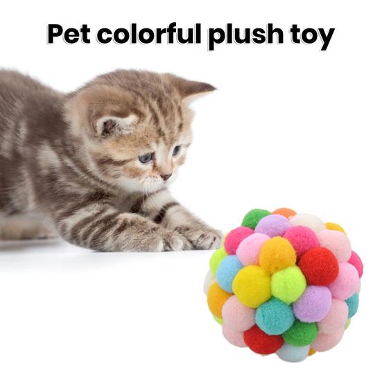 

Игрушка для кошек Yousheng, красочный плюшевый мяч со встроенным колокольчиком, забавная игра, красочный, устойчивый к царапинам и укусам, плюшевый мяч для домашних кошек, товары для кошек