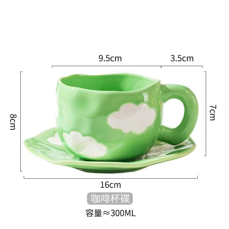 300ML Korean Style Hand Pinched Irregular Ceramic mug Hand-painted Flower Heart Coffee Cup Breakfast Milk Afternoon tea cup Gift