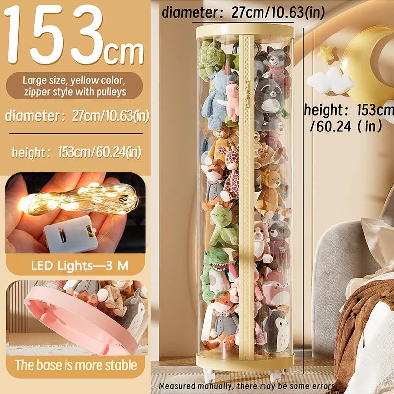 Scatola Trasparente di Grande Capacità per Bambole Tubo Organizzatore per Peluche Contenitore con Cerniera Fai-da-te Regalo di Natale per Bambini Organizzatore per Giocattoli per Bambini
