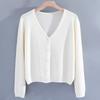 Women's Long Sleeve Cardigan V Neck Elegant Knit Top Thin Solid Color Shrug