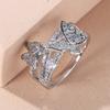 Eryun White K All White Diamond Butterfly Cross Ring Sweet Jewelry