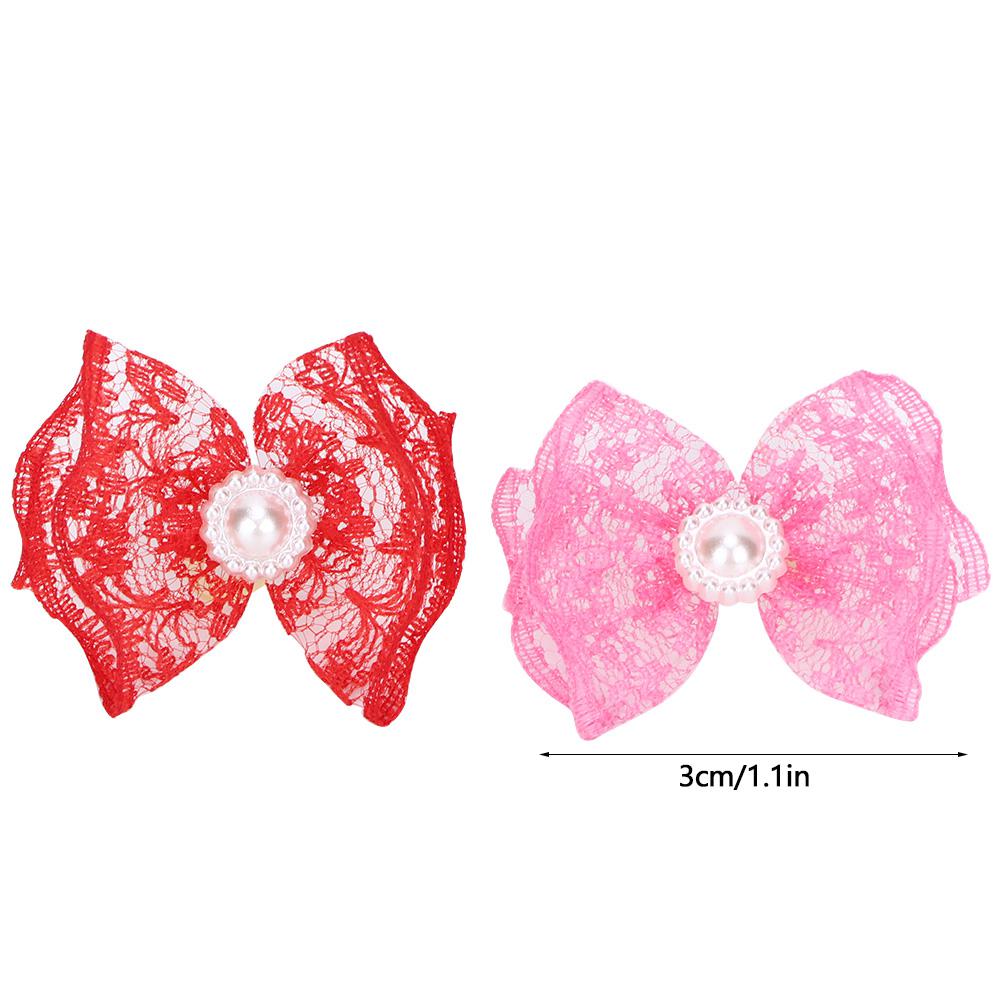 20Pcs Pet Hair Bows Polyester Multicolor Pet Hair Lace Bowknot Bows Grooming Accessories for Cat Medium Small Dog