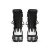 Men's Flame Metallic Goth Skull Punk Motorcycle Boots Platform Mid-Calf Boots Rock Round Toe Zip Women Western Biker Fashion