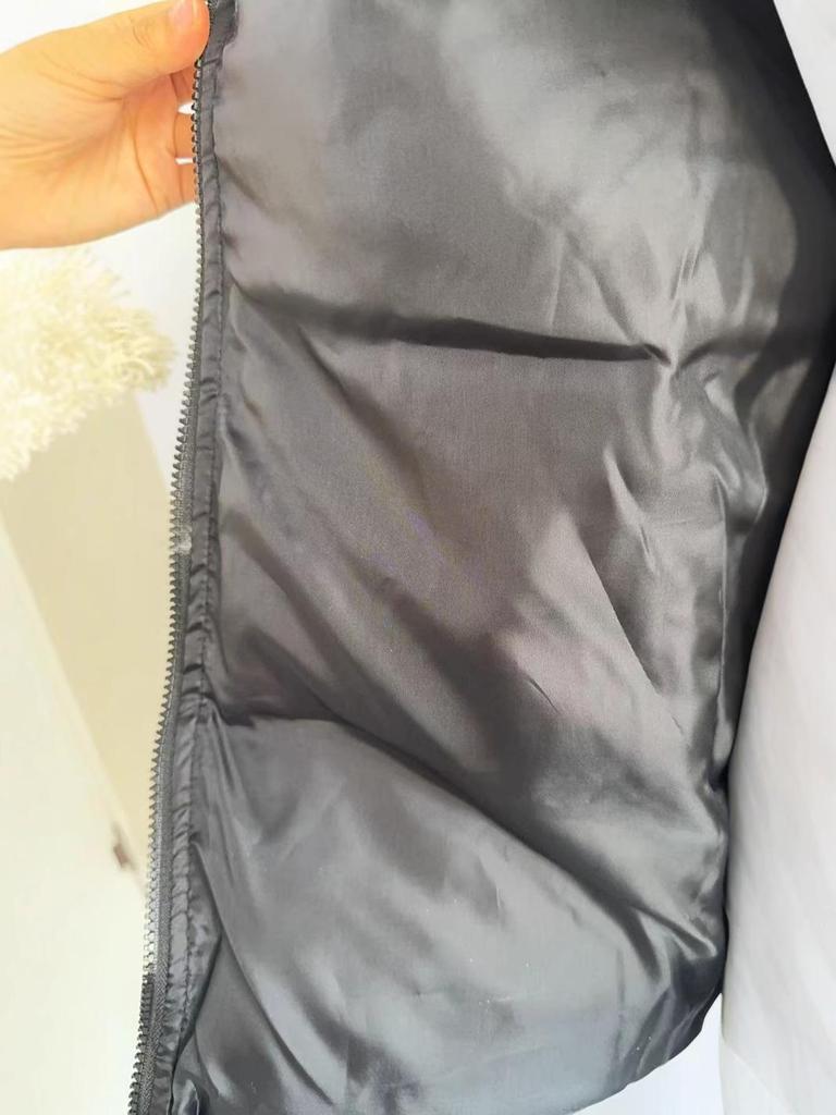 Men's Hooded Cotton-Padded Jacket with Red Label - Solid Color and Simple Design