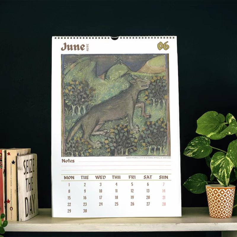 WTEMPO Ugly Medieval Animals Printed 2026 Funny Wall Calendar 12-Month Spiral Wall Planner with Thick Paper Monthly Layouts Humorous Pattern Design