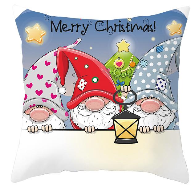 New Christmas Dwarf Pillow Cover Christmas Cute Dwarf Peach Skin Cushion Cover