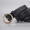 Womens Genuine Leather Belt With Round Pin Buckle Sweet Style 2-4cm Wide Alloy 90-120cm Length