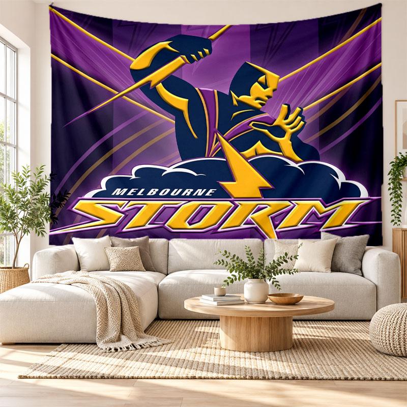 Melbourne Storm Wall Tapestry, Soft Fabric Wall Hanging, Decorative Backdrop For Bedroom Home Wall Art