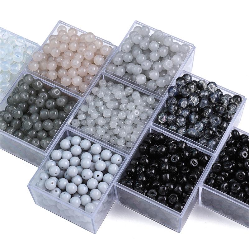 Black & White Glass Beads: Transparent Round, Crystal, Wheel, Bamboo - DIY Handcrafted Bracelet & Necklace Jewelry