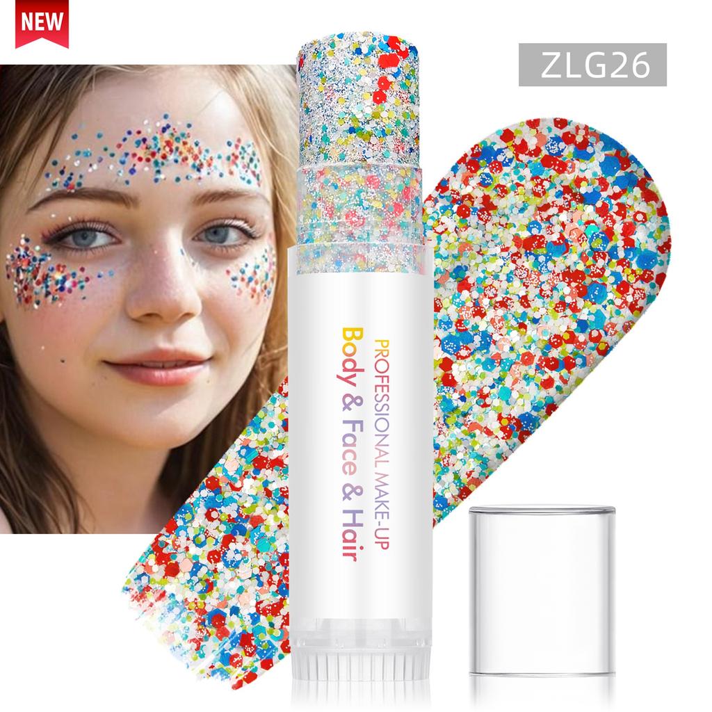 Stick Glitter Corpo, Pittura Facciale, Gel Paillettes, Trucco Sirena, Carnevale Festival Musicale, Capelli, Ombretto, Trucco.