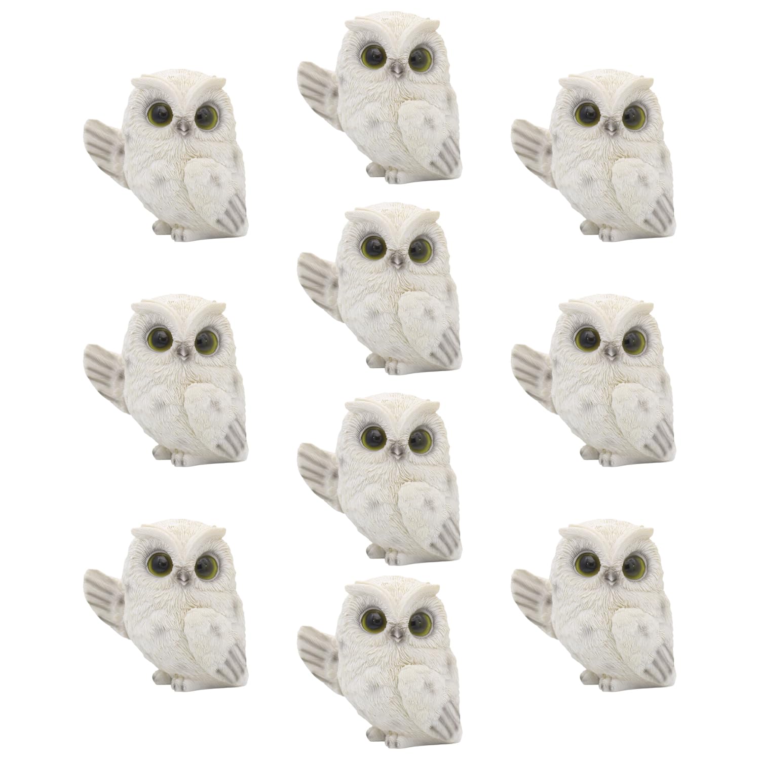 

Set of 10 Large Horned Owl Figurines (White) with Single Wing, 12cm Long [No Hardship], God of Learning in Europe, For Commercial Use