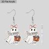 2D Flat, 1 Pair/2 Pairs Halloween Ghost and Pumpkin Flower Basket Acrylic Earrings Halloween Earrings Trendy Female Earrings Holiday Party Gifts