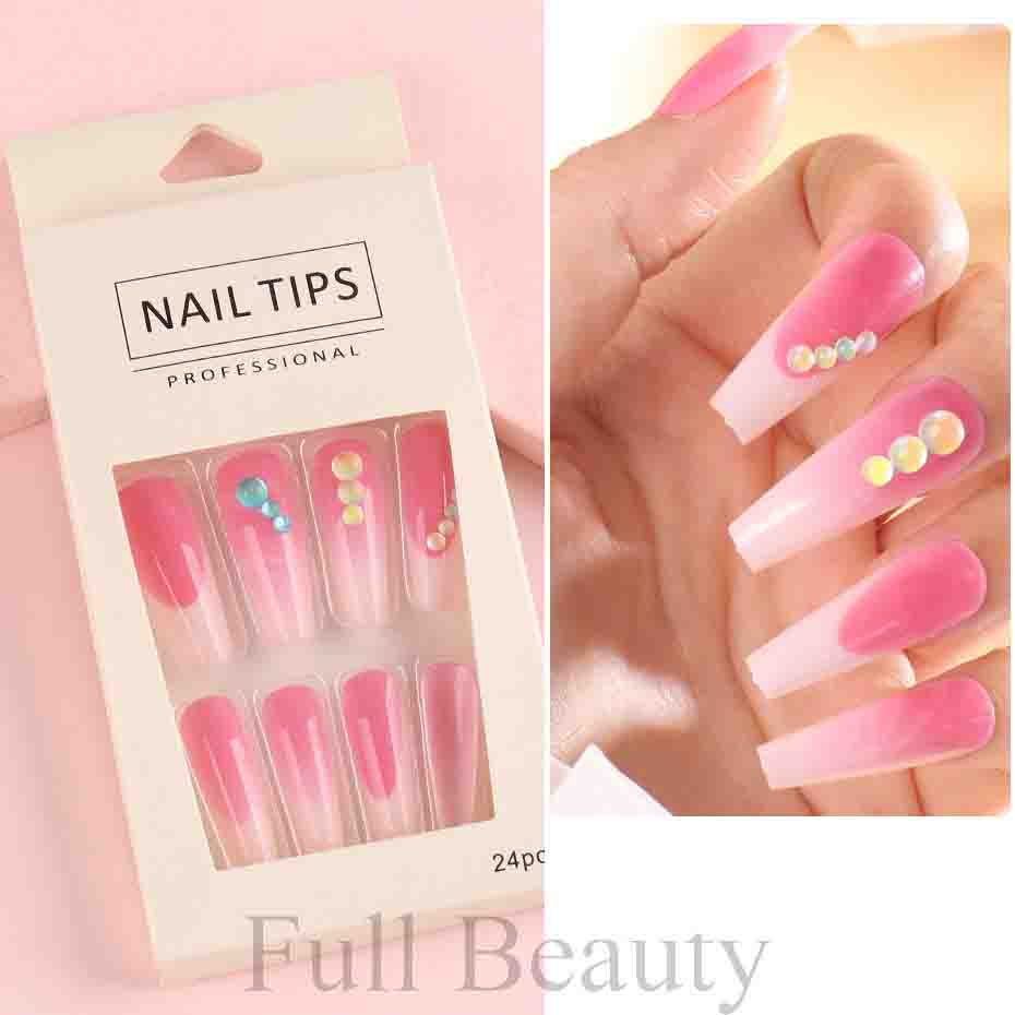 24pcs Detachable Ballerina False Nails Wearable Fake Nails Full Cover Long Nail Tips Manicure Tool Press On Nails