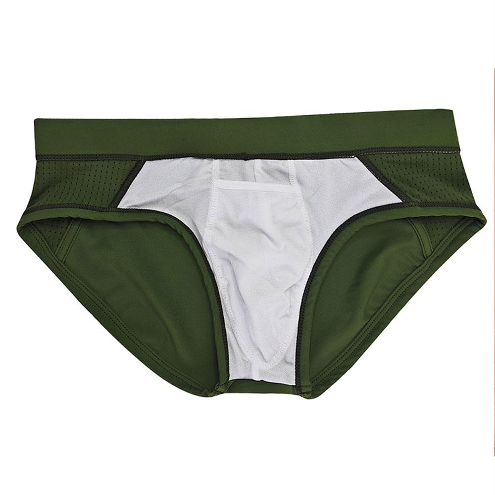 Mens Swim Briefs Comfort Quick Dry Nylon Mesh Panel Contour Pouch Elastic Waistband Sexy Color Block Swim Trunks For Beach Swimming