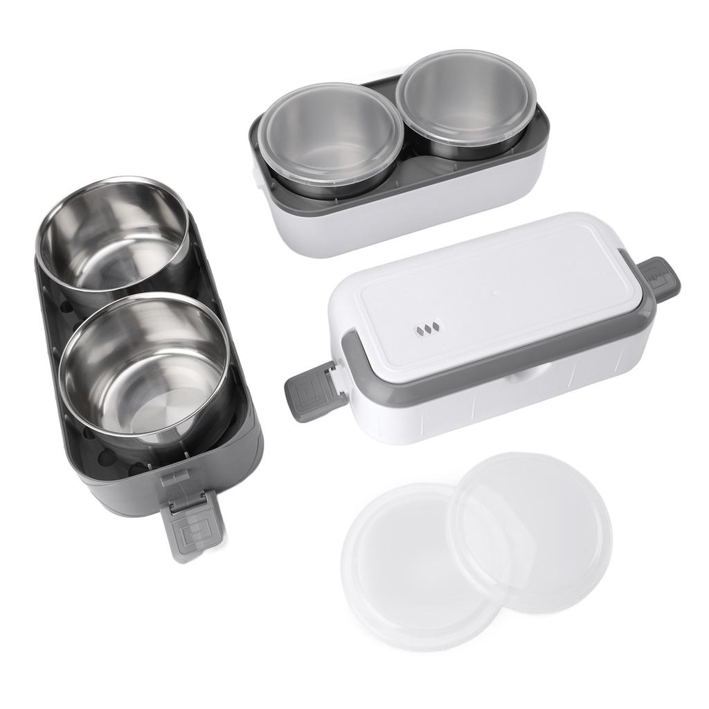 Electric Lunch Box 200W Rapid Heating Auto Shut Off Portable Food Heater with 4 Stainless Steel 