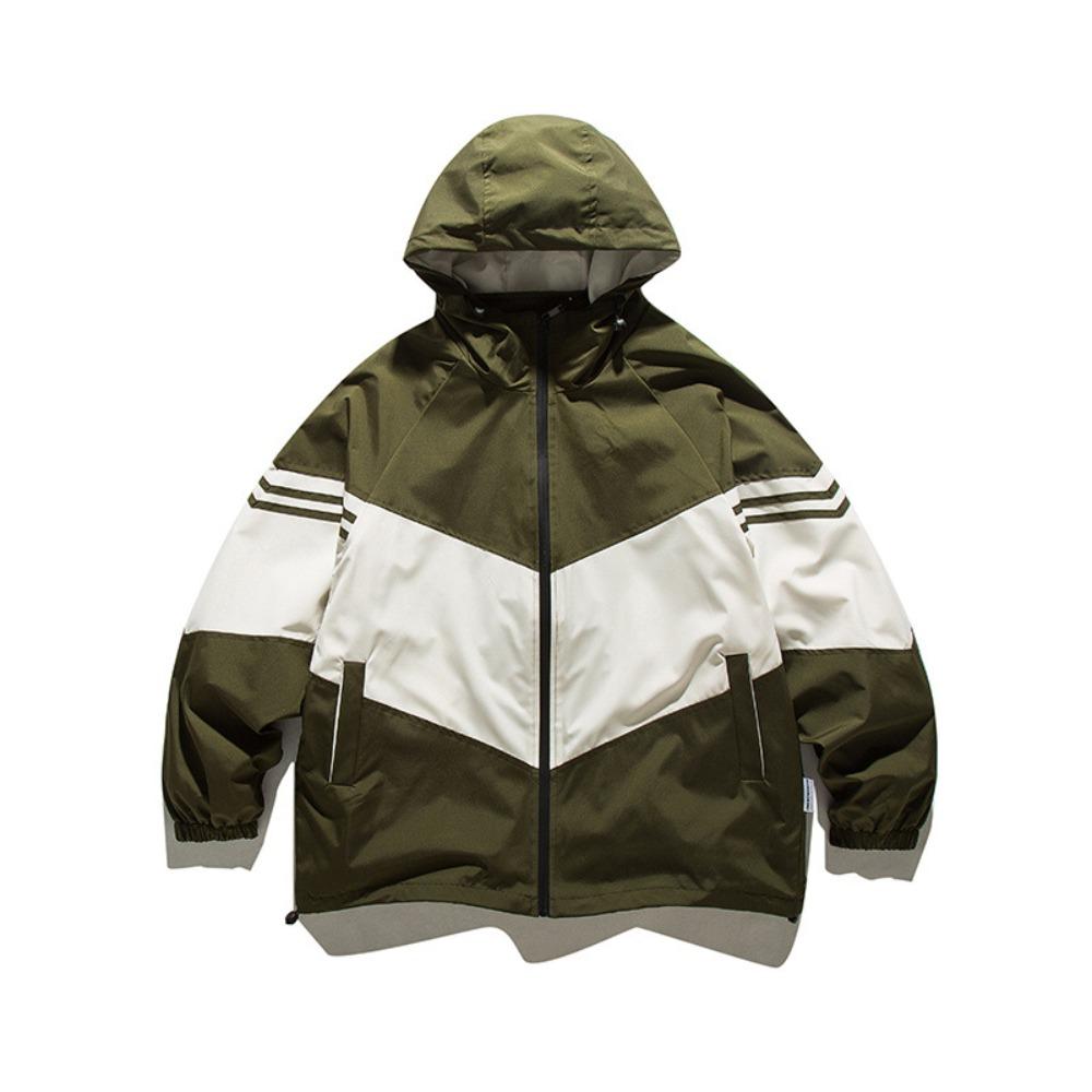 Loose Jackets Men Patchwork Windbreaker Coats Tracksuit Spring Autumn Cardigan  Autumn