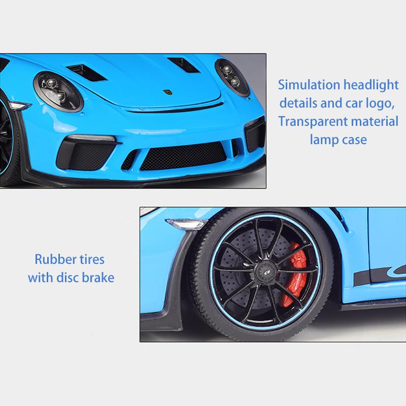 Model auta z lehké slitiny v měřítku 1/18 Welly Porsche 911 GT3 RS litý kovový model autíčka na hraní Model auta s vysokou simulací kolekce Dětské dárky