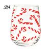 Decoración del Hogar Cristalería Vasos para Cócteles Navideños, Vaso con Diseño de Papá Noel Muñeco de Nieve Reno Árbol, 300ml Sin Plomo Cristalería para Mesa Festiva