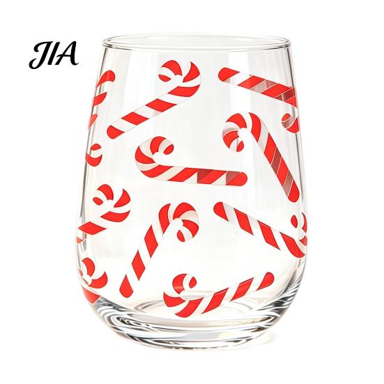 Decoración del Hogar Cristalería Vasos para Cócteles Navideños, Vaso con Diseño de Papá Noel Muñeco de Nieve Reno Árbol, 300ml Sin Plomo Cristalería para Mesa Festiva