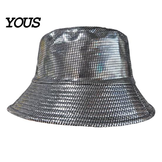 Bucket Hat Shiny Fabric Hat, Rainproof Reflective Party Colorful Fish Scale Pattern Sun Protection Fisherman for Festivals And Travel Quick-dry