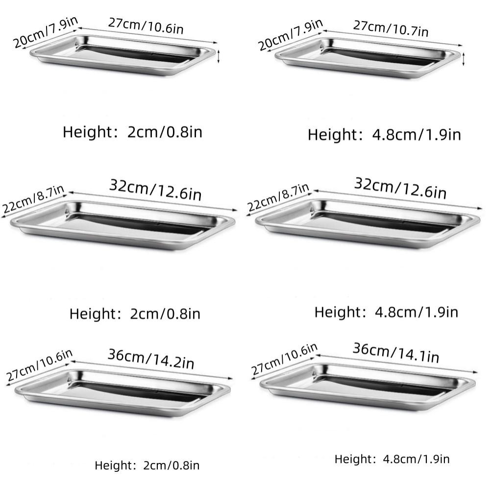 1pc Large square stainless steel plate, rectangular steaming rice plate, barbecue plate, commercial and household iron plate, di
