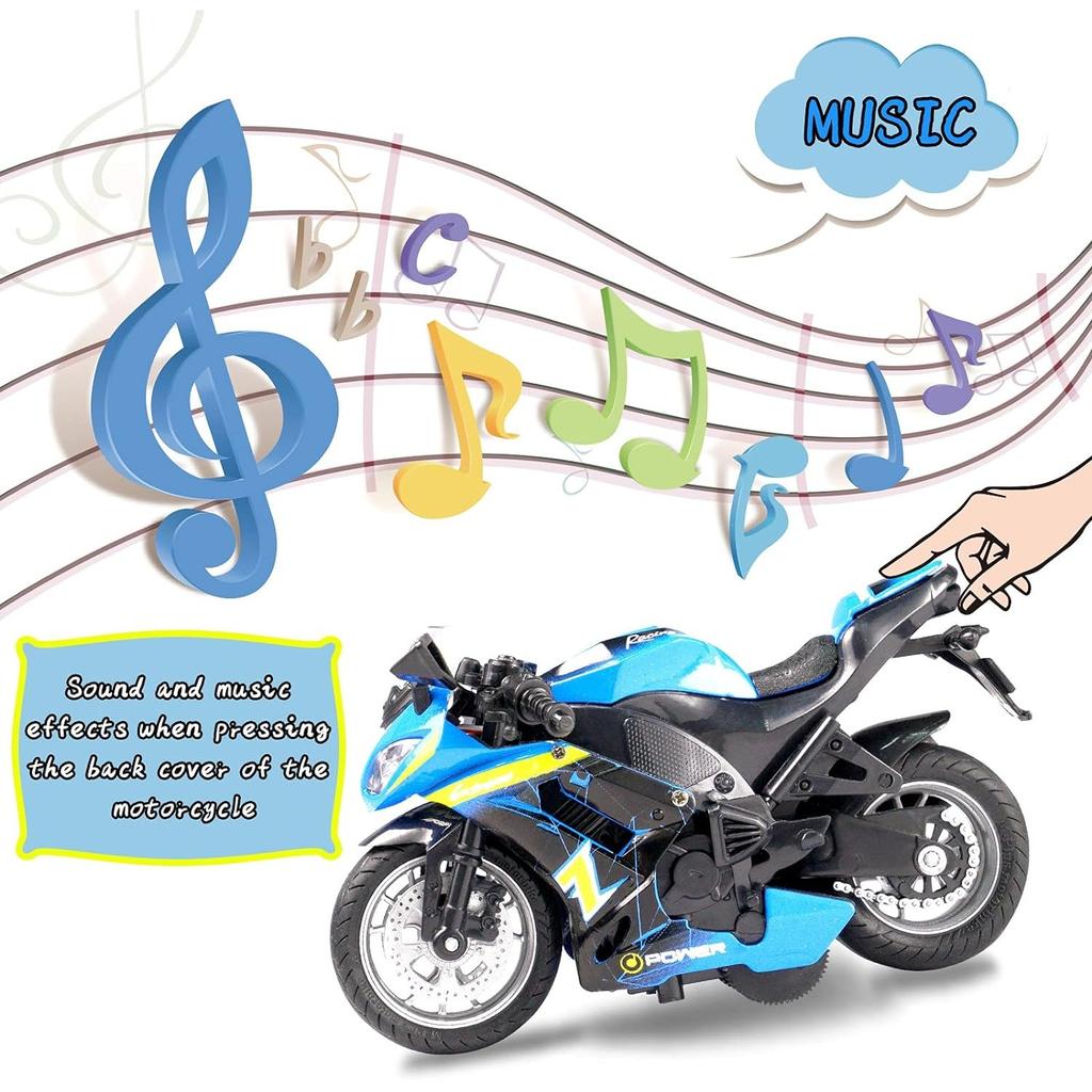 1/14 Kawasaki Miami Motorcycle Toy, with Light and Music Toys Motorcycle Diecast Models, Toy Motorcycles for Boys, Toy Motorcycle for Kids 3-9